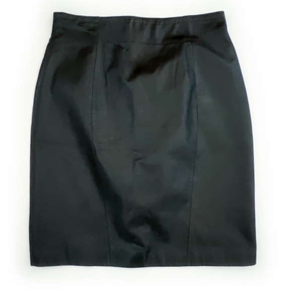 Chia Black Leather Lined Pencil Skirt  Size 12 - Picture 1 of 9